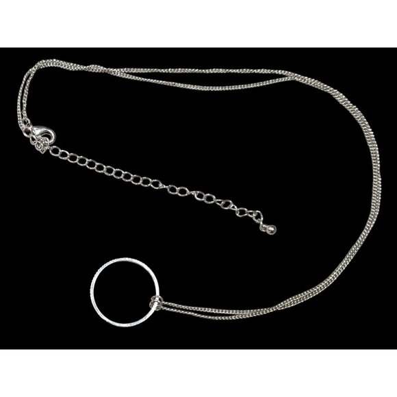 Minimalist Open Circle Silver Tone Pendant Necklace - Picture 1 of 6